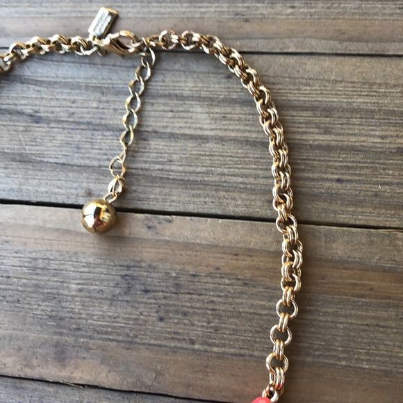 kate spade Neon Orange Chunky Crystal Gold Plated Statement Necklace! EUC - Picture 3 of 13